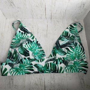 Pick Pink Brand Leaf Patterned Bikini Top - M